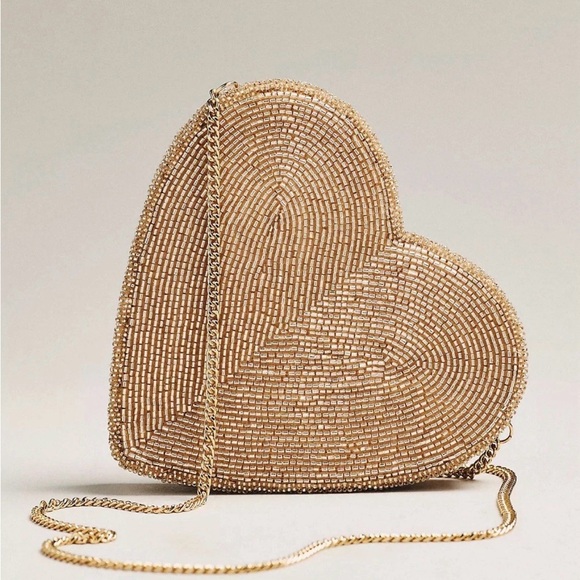 Anthropologie Handbags - NEW Anthropologie Maeve Gold Heart Beaded Crossbody bag